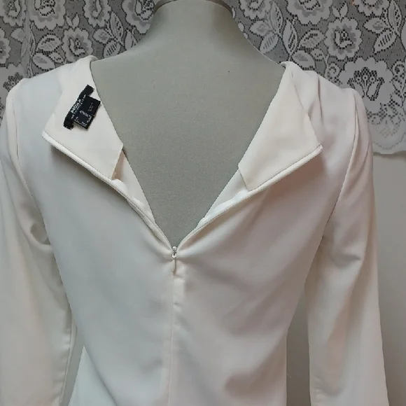 MEXX Women's Cream Blouse with Mirror-Embellished Neckline - Picture 4 of 9